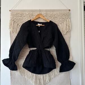 NWT: Something Navy Organza Wrap Top